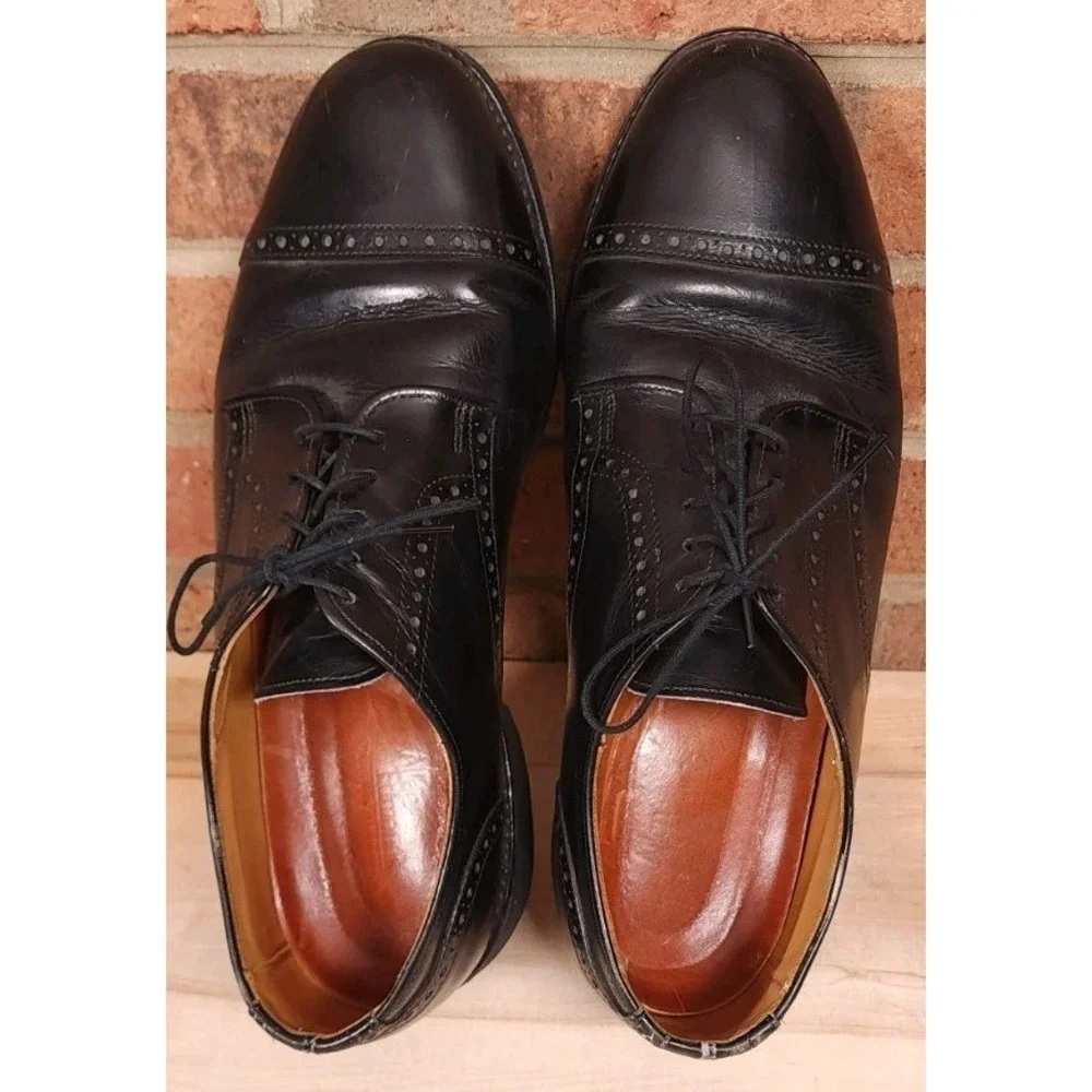 Allen Edmonds Benton Cap Toe Blucher Derby Dress Shoes Orthotics Size 10 D Black